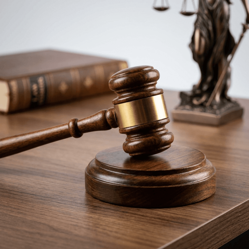 Gavel and law books representing Wakil Nepal's legal process